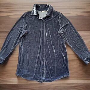 Women’s SOFT SURROUNDINGS Button Up Shirt X-Small Purple/Lavender Velvet Top EUC